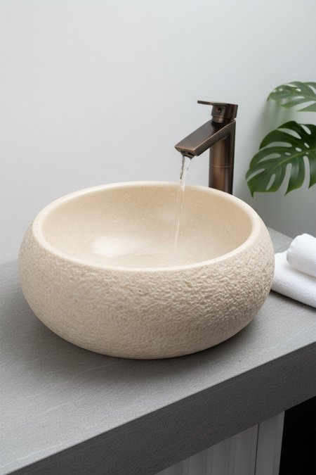 حوض مغسلة حجر طبيعي دائري